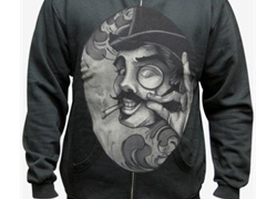 Sneaky Mustached Man by Mitch Allenden Steampunk Black Men's Hoodie