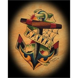 Faith Banner and Anchor by Christopher Perrin Tattoo Artwork Art Print