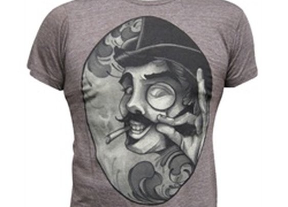 Sneaky Mustached Man by Mitch Allenden Steampunk Brown Men's T Shirt