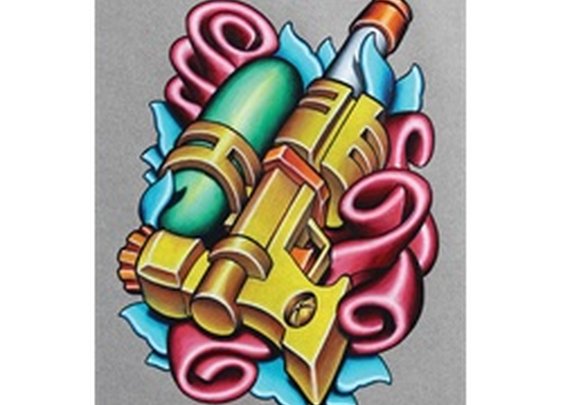 Super Soak That by Jeremy Miller New School Color Tattoo Toy Water Gun Art Print