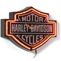 Harley-Davidson® Bar & Shield Shape Neon Clock | Harley Neon Clocks | RetroPlanet.com