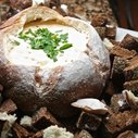  Beer cheese dip in a bread bowl
