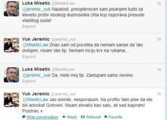 Jeremić i advokat Ante Gotovine vodili polemiku na Tviteru | Lajk