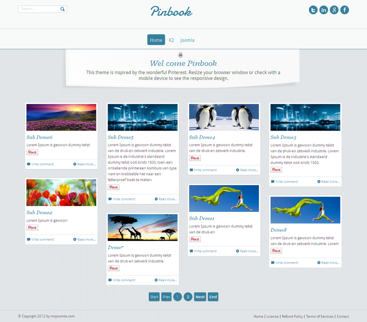 Pinterest Joomla Template | Responsive Joomla Template
