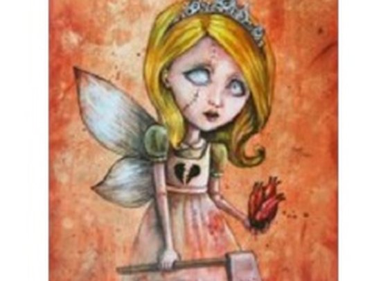 Love Hurts by Diana Levin Goth Fairy Girl with Axe Canvas Art Print
