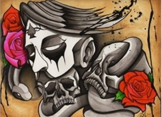 Fall by Chris Allen Phantom Skulls and Roses Tattoo Canvas Art Print