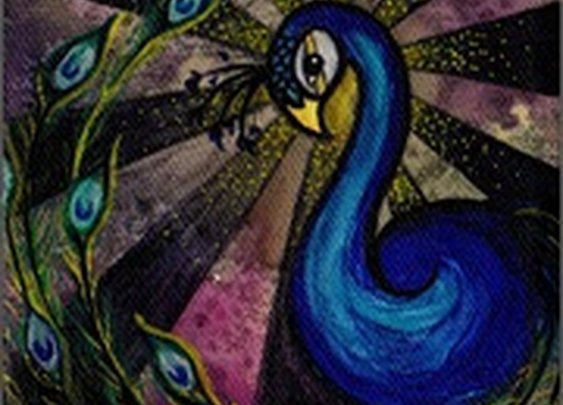 Lavishy Peacock and Cherry Blossoms Long Checkbook Black Vegan Wallet