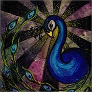 Lavishy Peacock and Cherry Blossoms Long Checkbook Black Vegan Wallet
