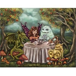 Monster Party by Diana Levin Fairy Fantasy Tea Party Canvas Art Print