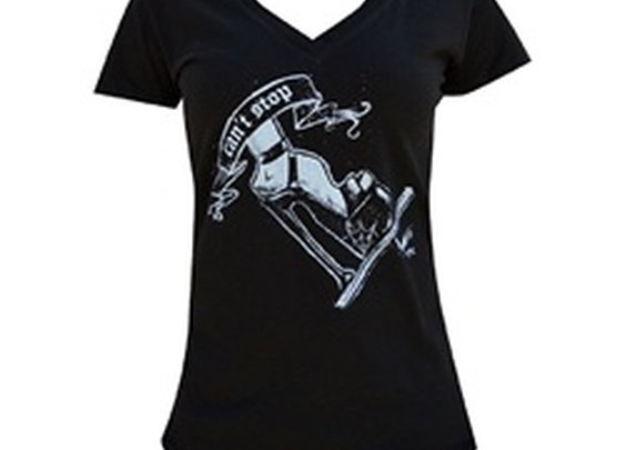Womens Can't Stop by Dwight Francis Spider Web and High Heel Print Black T Shirt