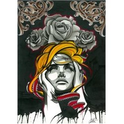 The Perfect Turmoil by Chris Allen Woman with Roses Canvas Art Print