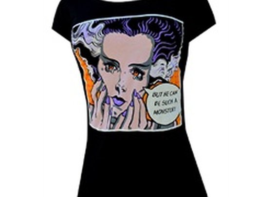 Womens Such a Monster by Mike Bell Comic Book Tattoo Art Black T Shirt