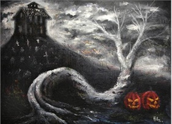 Haunted Mansion by Bobby Holland Halloween Jack O Lanterns Art Print
