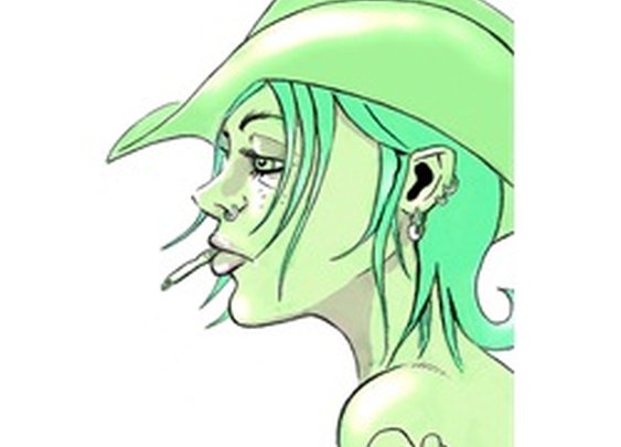 Cowpunk by Tom Vadakan Smoking Tattooed Cowgirl Fine Art Print