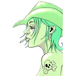 Cowpunk by Tom Vadakan Smoking Tattooed Cowgirl Fine Art Print