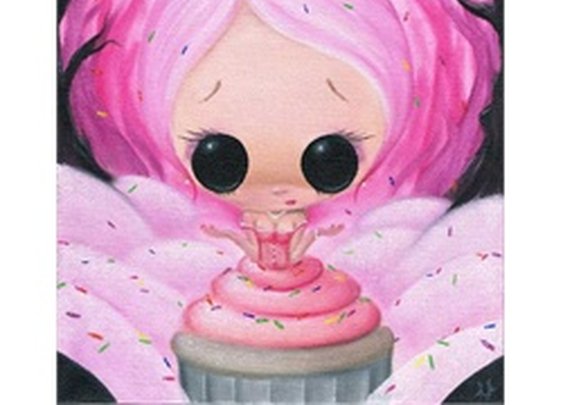 A Light Sprinkle by Michael Banks Cupcake Girl Giclee Canvas Art Print
