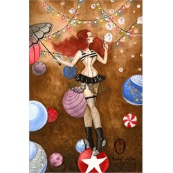 All the Worlds a Stage by Rachel Walker Burlesque Tightrope Walker Circus Art Print