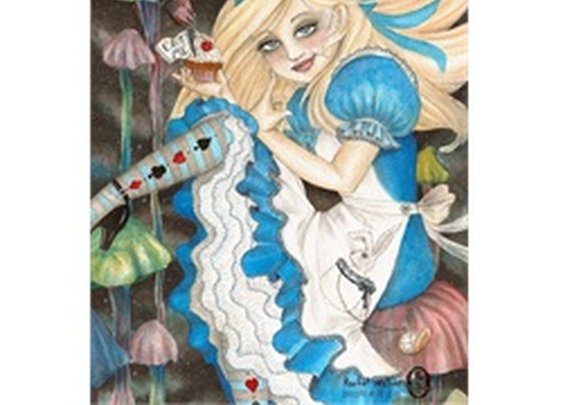 Alice by Rachel Walker In Wonderland with Cheshire Cat Art Print
