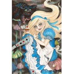 Alice by Rachel Walker In Wonderland with Cheshire Cat Art Print