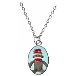 Lavishy Sock Monkey Pendant Rhodium Plated Necklace