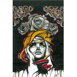 The Perfect Turmoil Chris Allen Woman with Roses Paper Fine Art Print
