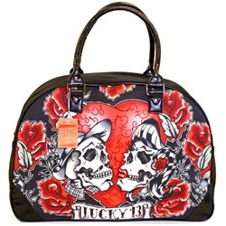 Lucky 13 Los Amantes Day of the Dead Tattoo Skeleton Large Purse