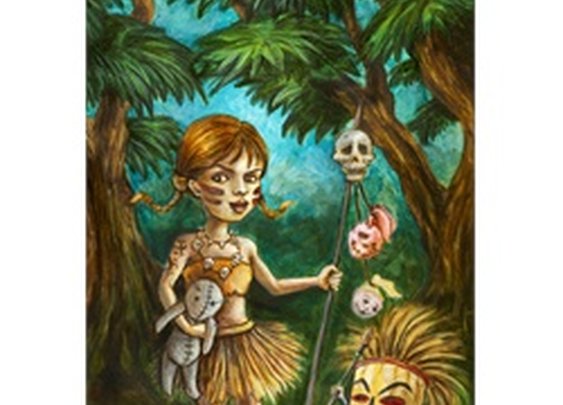 Voodoo Chick by Diana Levin Tiki Tribal Hula Girl Canvas Art Print