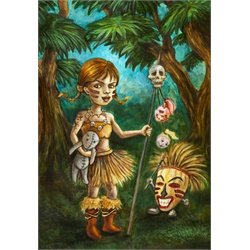 Voodoo Chick by Diana Levin Tiki Tribal Hula Girl Canvas Art Print