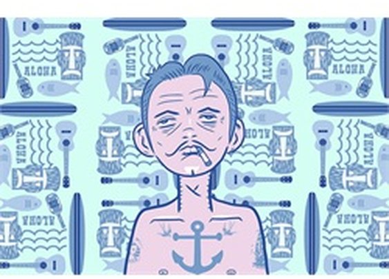 Sailor by Tom Vadakan Southern Surfer Hawaiian Tiki Framed Art Print