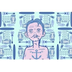 Sailor by Tom Vadakan Southern Surfer Hawaiian Tiki Framed Art Print
