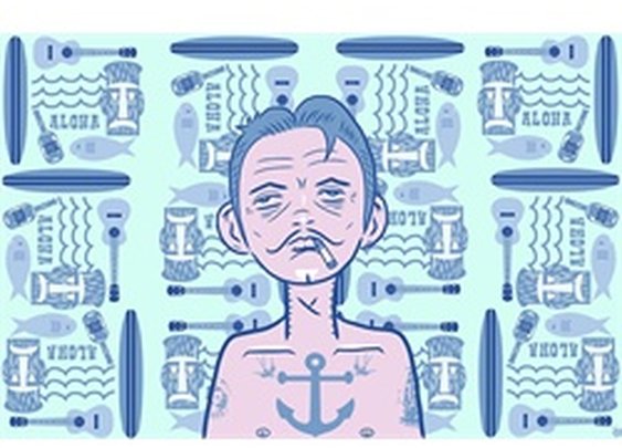 Sailor by Tom Vadakan Southern Surfer Hawaiian Tiki Canvas Art Print