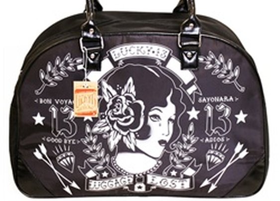 Lucky 13 Luggage Lost Old School Tattoo Artwork Vegan Large Purse