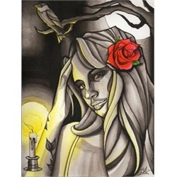 Her Night by Chris Allen Tattooed Woman with Candle Canvas Art Print