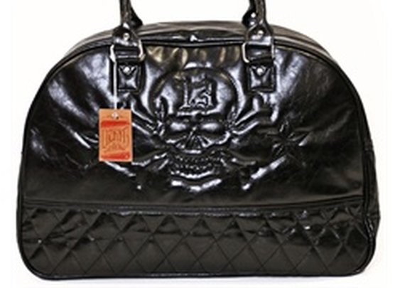 Lucky 13 Skull and Crossbones Black Overnight Carry On Travel Bag