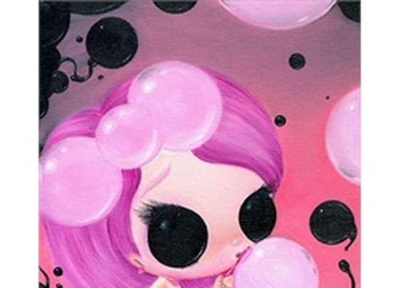 Creating Happiness by Michael Banks Bubble Gum Girl Canvas Art Print
