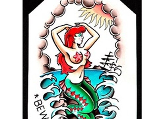 Beware by Joe Kowalski Mermaid Tattoo Design Canvas Fine Art Print