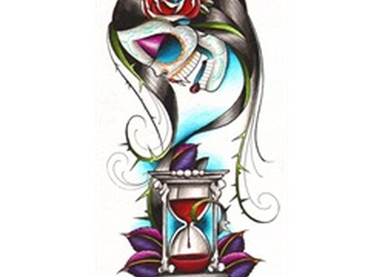 Eternal Spell by Dave Sanchez Sugar Skull Hourglass Canvas Art Print