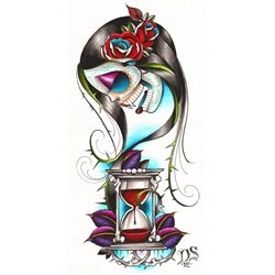 Eternal Spell by Dave Sanchez Sugar Skull Hourglass Canvas Art Print