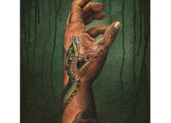 Reaching by Anthony Velasquez Snake on Hand Tattoo Canvas Art Print
