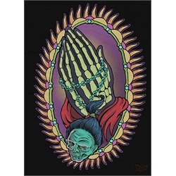 Praying for Evil by Allan Graves Skeleton Hands w Rosary Tattoo Canvas Art Print