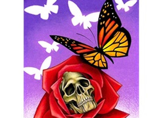 Chrysalis by Jeff Saunders Butterfly Skull Tattoo Canvas Art Print