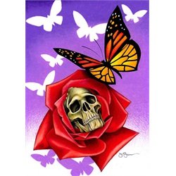 Chrysalis by Jeff Saunders Butterfly Skull Tattoo Canvas Art Print