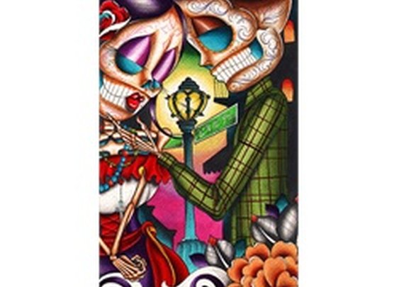 Love Street by Dave Sanchez Mexican Sugar Skull Lover Canvas Art Print