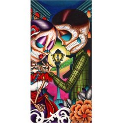 Love Street by Dave Sanchez Mexican Sugar Skull Lover Canvas Art Print