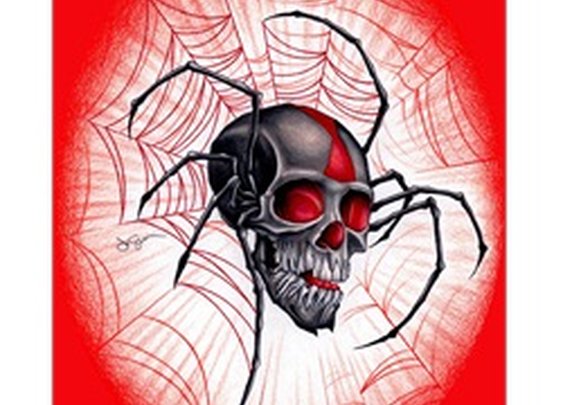 Widowed by Jeff Saunders Skull Spider Red Tattoo Canvas Fine Art Print