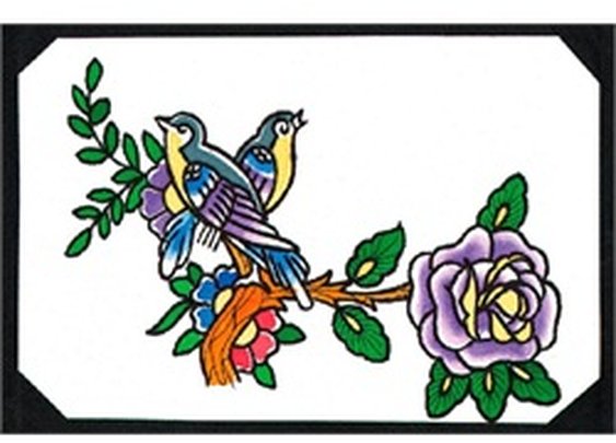 Birds by Joe Kowalski Sparrow w Flowers Tattoo Design Canvas Art Print