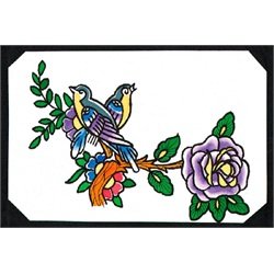 Birds by Joe Kowalski Sparrow w Flowers Tattoo Design Canvas Art Print