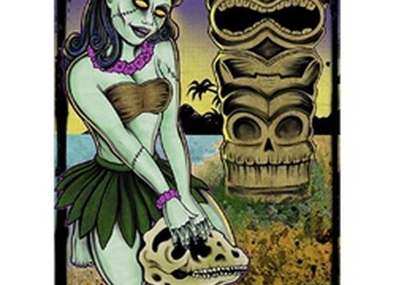 Tiki by Allan Graves Sexy Zombie Island Hula Dancer Tattoo Canvas Fine Art Print