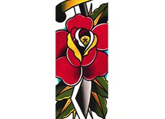 Rose Dagger by HEK Old School Tattoo Flash Sketch Canvas Art Print