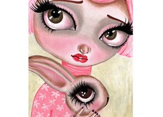 A Precious Love by Dottie Gleason Girl with Bunny Pink Art Print